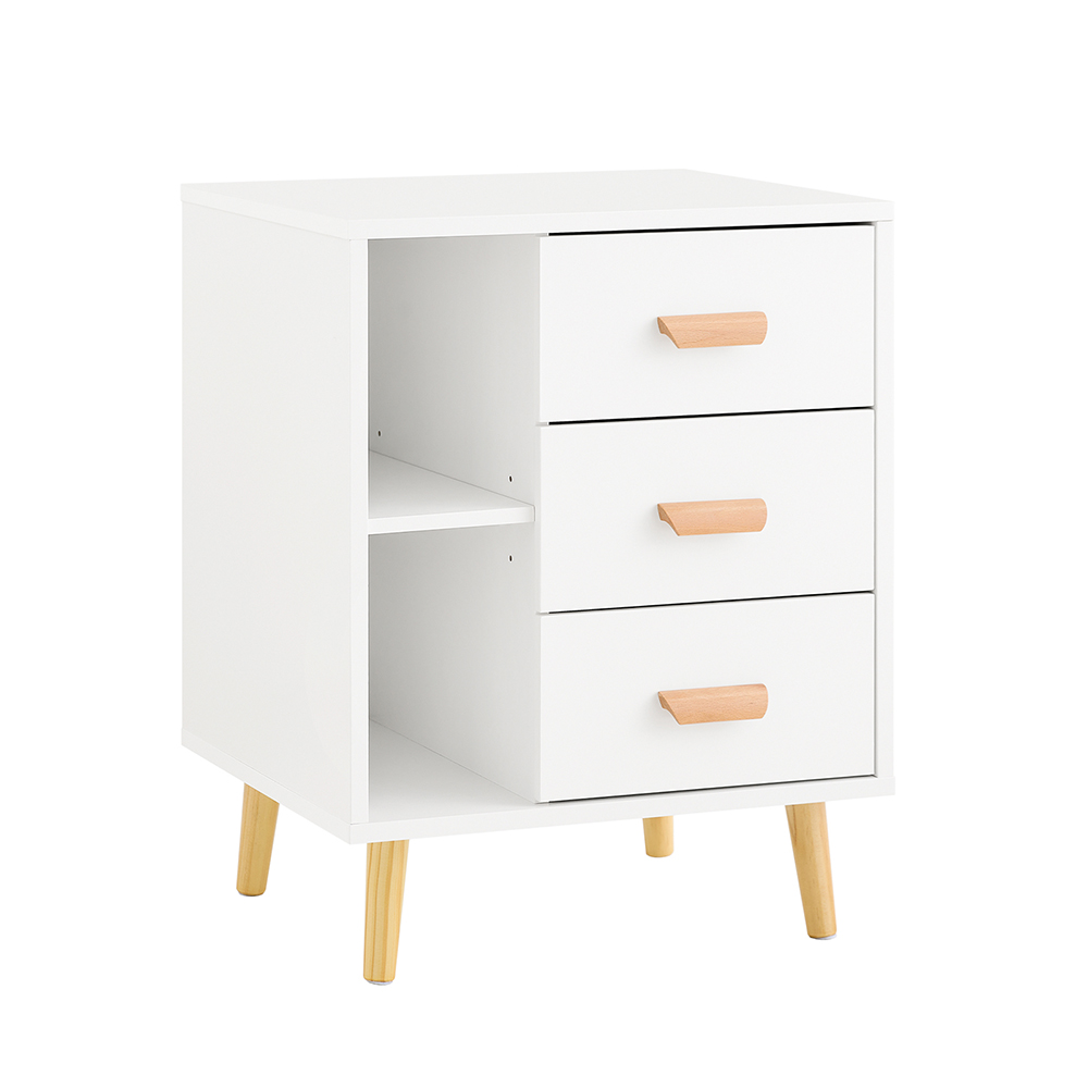 SoBuy 3-laatikkonen sohvapöytä FBT95-W ekologinen valkoinen puukuitulevy