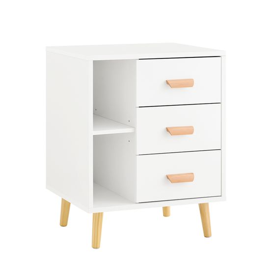 SoBuy 3-laatikkonen sohvapöytä FBT95-W ekologinen valkoinen puukuitulevy