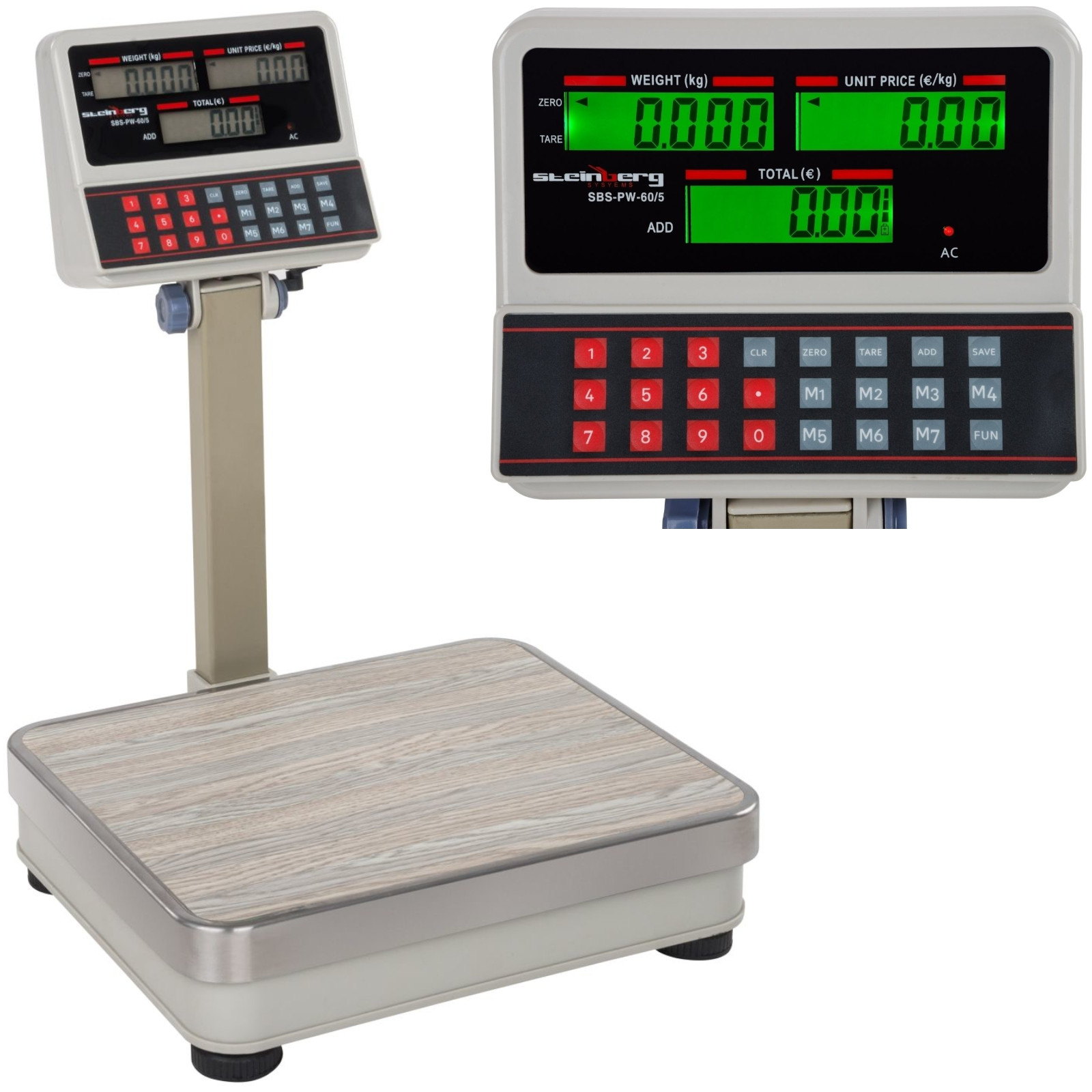 SBS-PW-60 LCD-myymälävaaka jopa 60 kg:lle