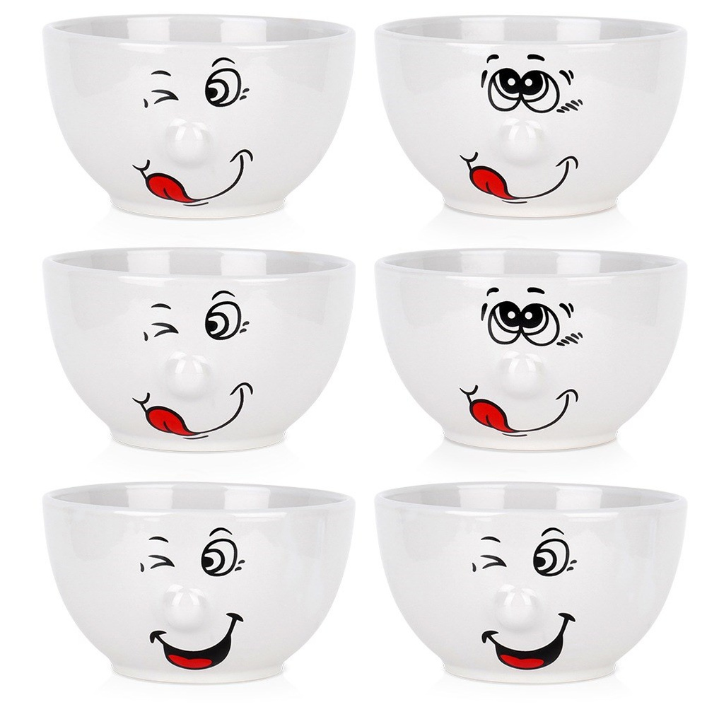 Keraamiset hymyilevät kulhot 13,5 cm, 550 ml 6 kpl.