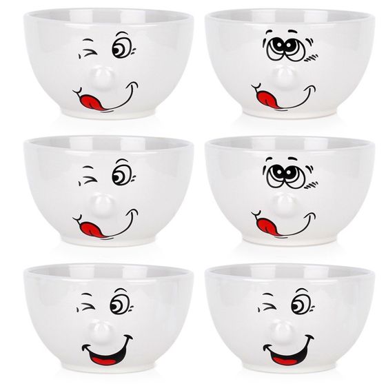 Keraamiset hymyilevät kulhot 13,5 cm, 550 ml 6 kpl.