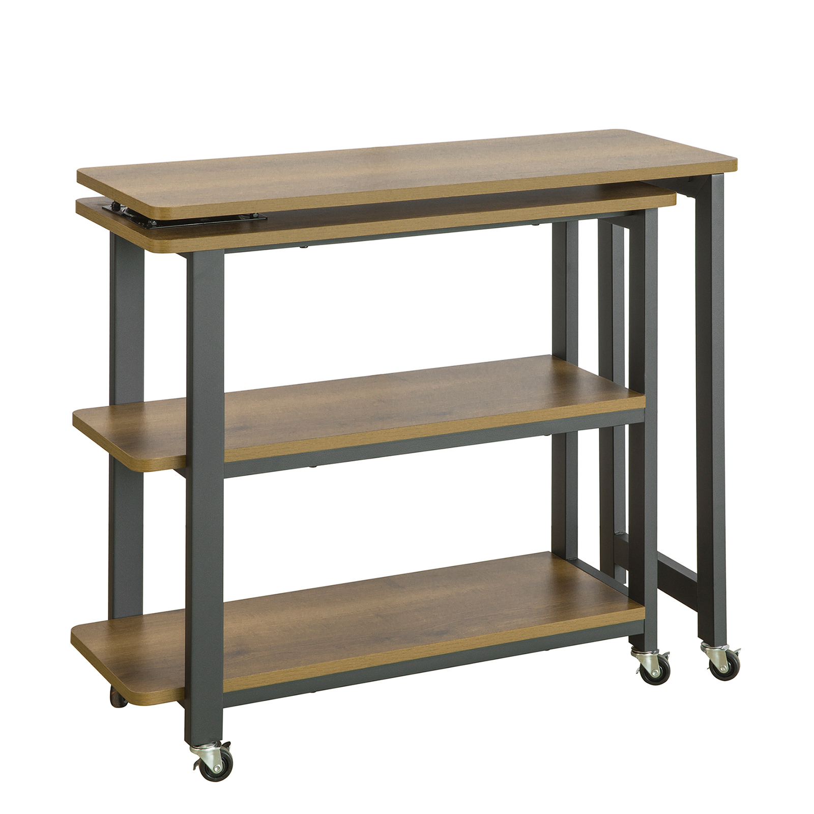 SoBuy Kestävää teollisuustyyliä l-pöytä FWT83-PF rullilla
