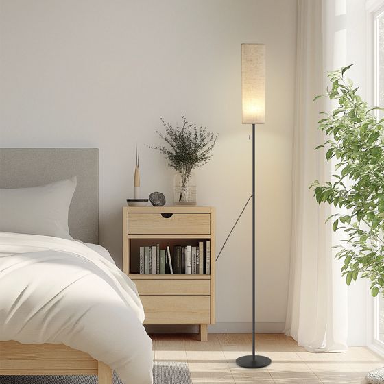 ZMH LED-retrolattiavalaisin himmentimellä, kangasvarjostin, olohuoneeseen ja kaapelikytkimellä