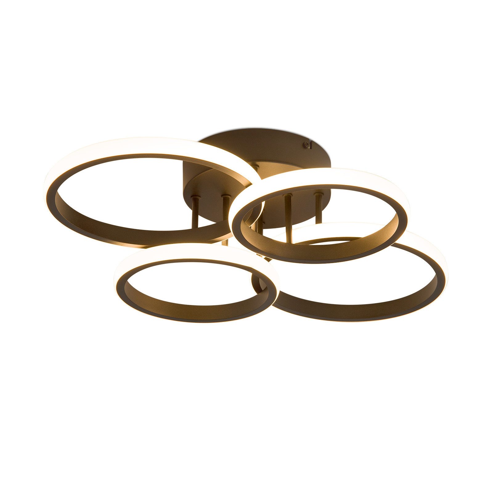 NETTLIFE LED - kattovalaisin, 4 rengasta, himmennettävä musta, 48W, LED - kattovalaisin, olohuoneen Valaisin