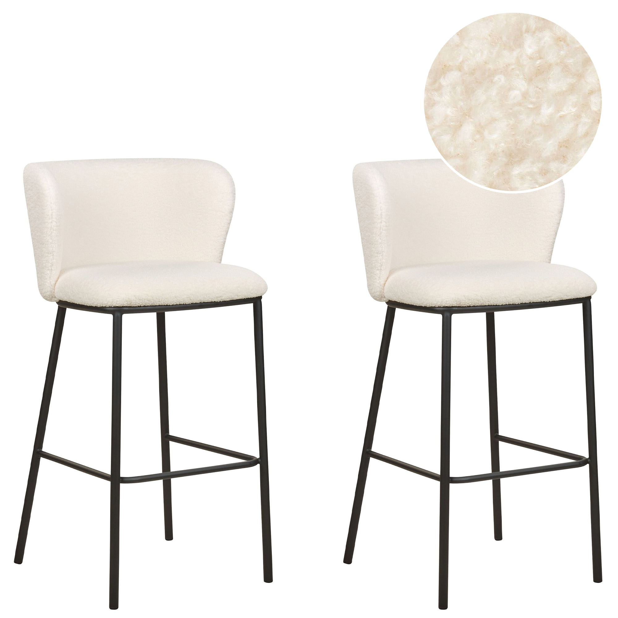 Baarituolisetti 2 kpl MINA buklee Valkoinen