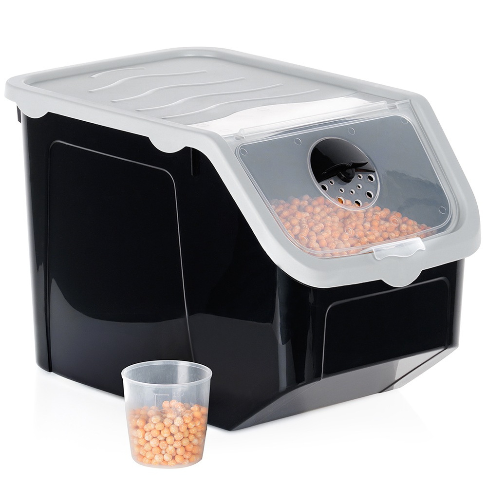 Vihannes- ja hedelmäsäilytysastia kannella, musta, 12 l