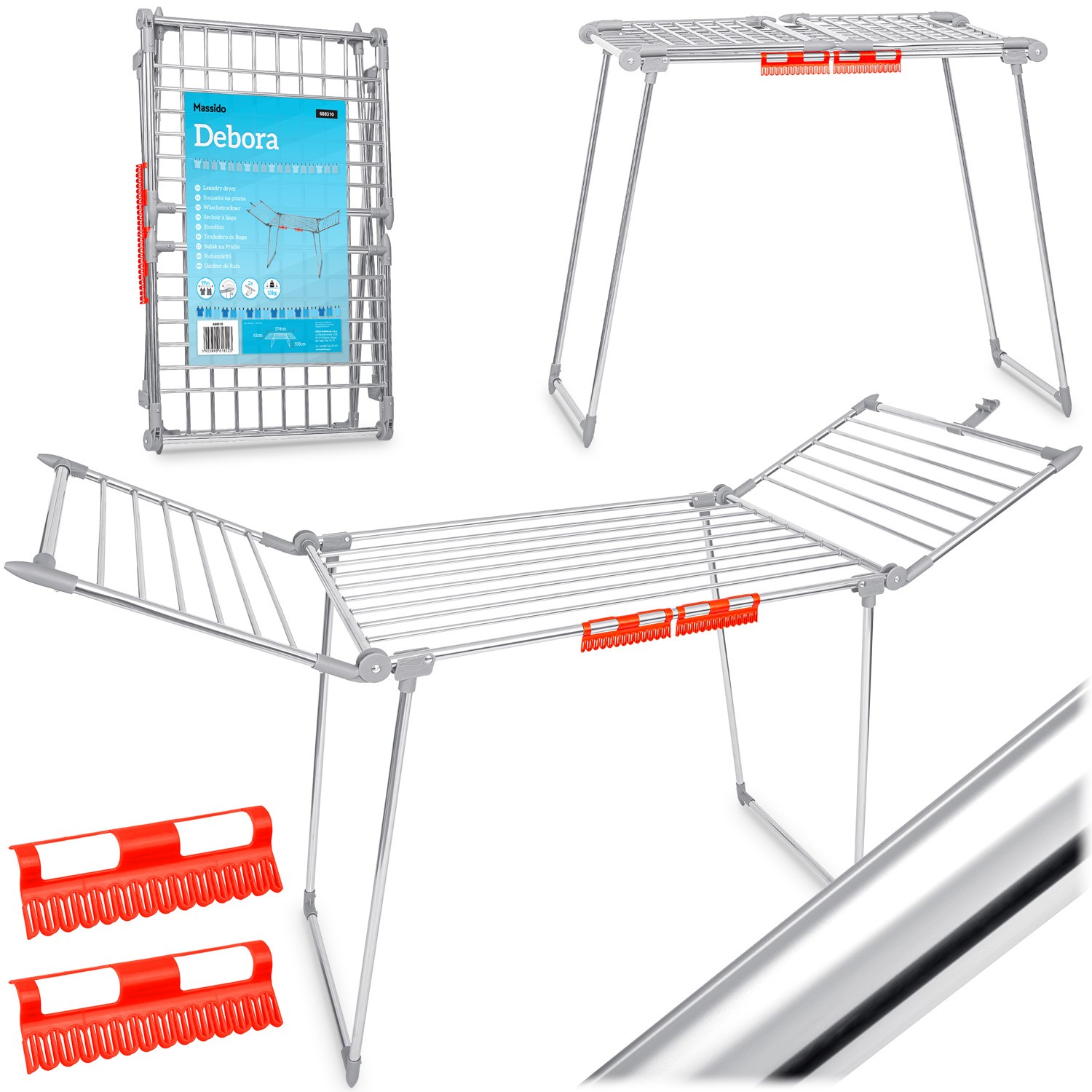 Debora Jatkettava, Vapaasti Seisova Vaatekuivain, Ruostumaton Teräs, 19 M