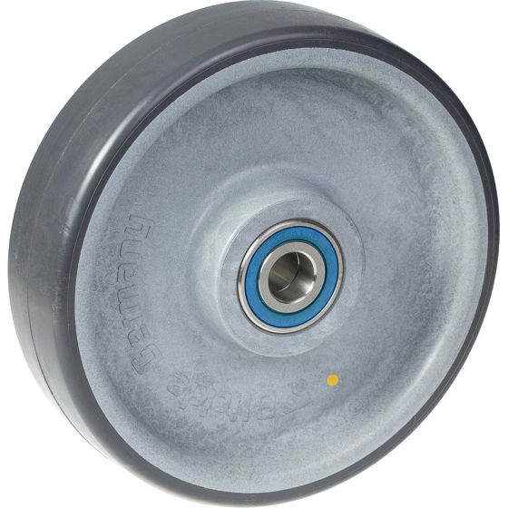 200 mm:n pyörä, jossa on harmaa sähköä johtava termoplastinen polyuretaani nylo-levyllä