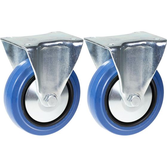 125mm 5" pyörä sininen kumi kiinteä vahva 400kg kapasiteetti, 2 kpl:n sarja