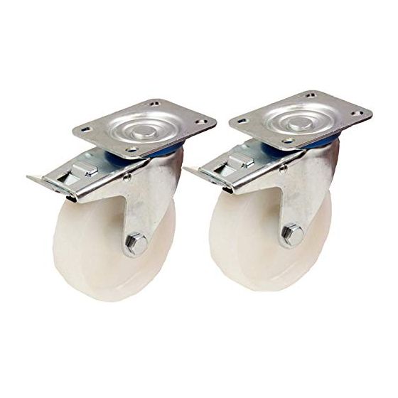 2 - 80mm 3" tuuman nailonpyörät - raskaat kääntyvät jarrulliset pyörät 120kg kukin.
