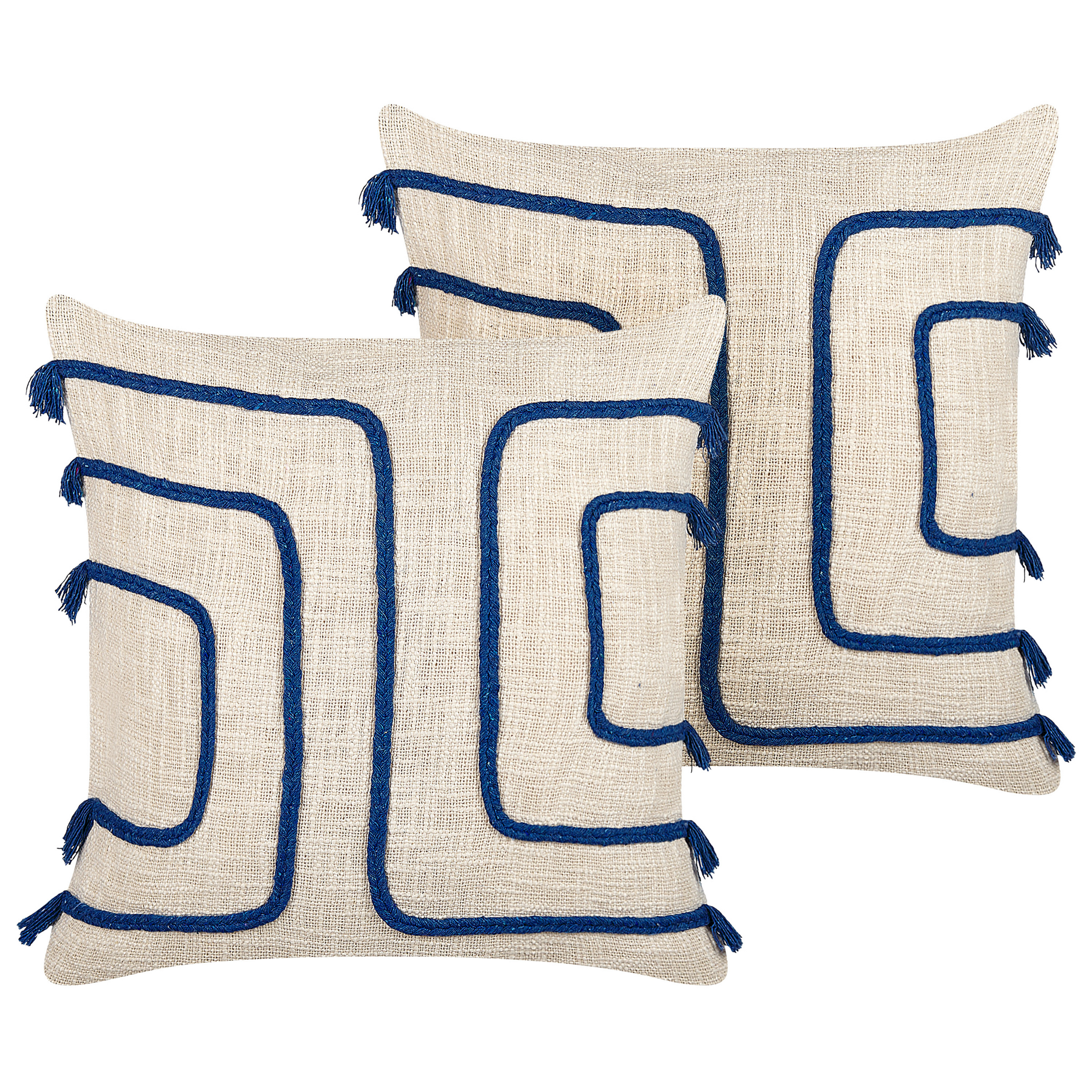 Koristetyynysetti 2 kpl PLEIONE puuvilla 45 x 45 cm Laivastonsininen Geometrinen kuvio