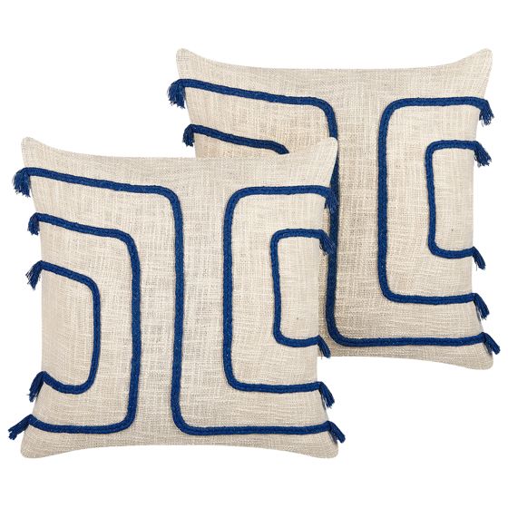 Koristetyynysetti 2 kpl PLEIONE puuvilla 45 x 45 cm Laivastonsininen Geometrinen kuvio