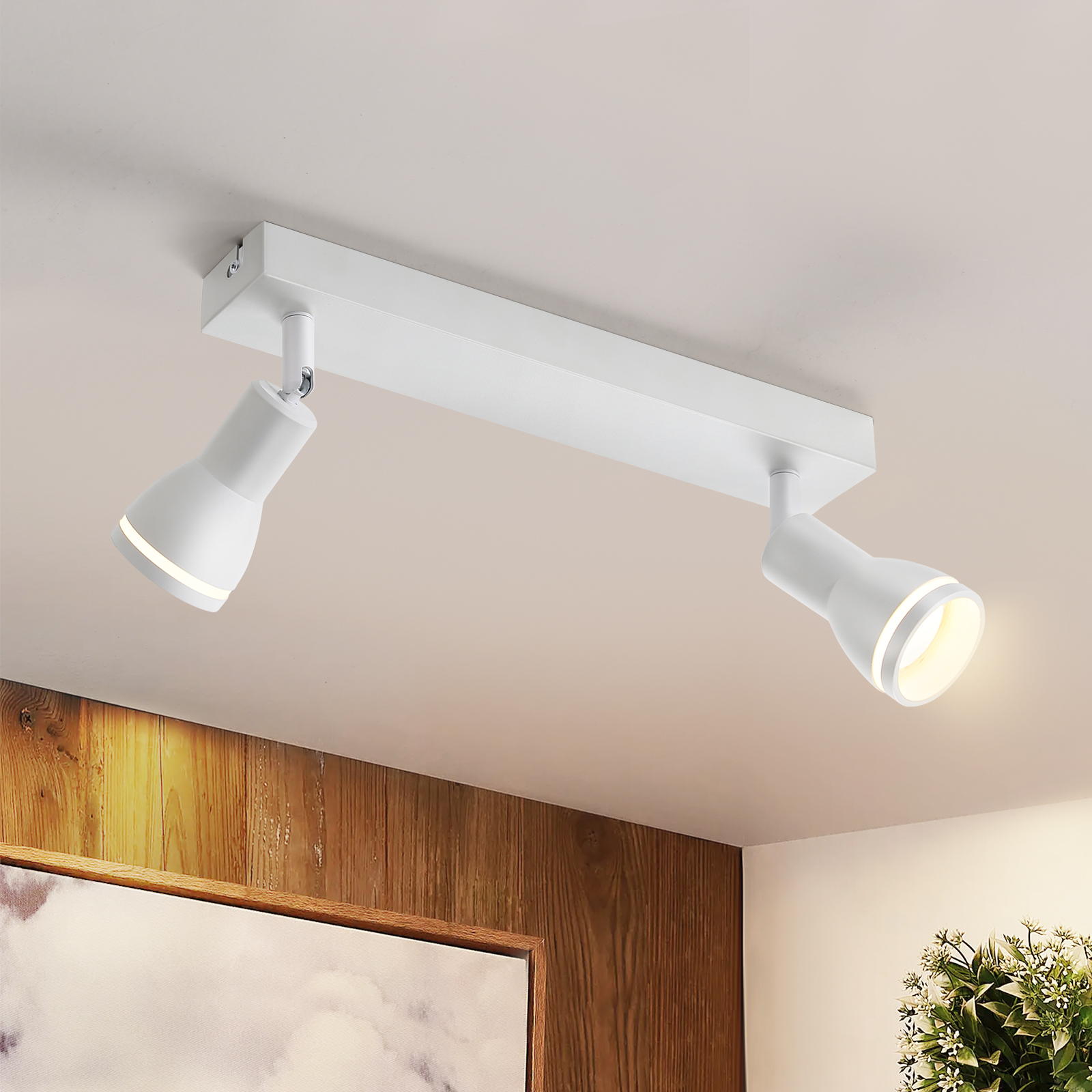 NETTLIFE LED - kattospottivalaisin 2 lamppua valkoinen olohuoneen kattovalaisin säädettävä kohdevalo GU10- kohdevalo moderni lamppu