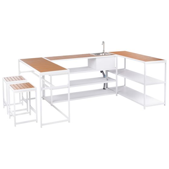 Ulkokeittiösetti pesualtaalla AVETRANA metalli Ruskea/valkoinen