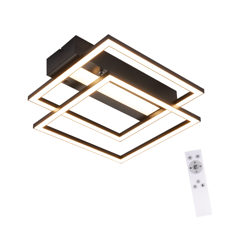 NETTLIFE LED-kattovalaisin olohuoneeseen, 2 kehystä, musta, moderni, neliönmuotoinen, himmennettävä, ihanteellinen eteiseen