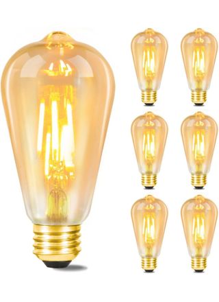 NETTLIFE 6 kpl E27 LED - lamppuja lämmin valkoinen retrotyylinen Edison - lamppu 2200K ST64 antiikkilamppu energiansäästöinen 4