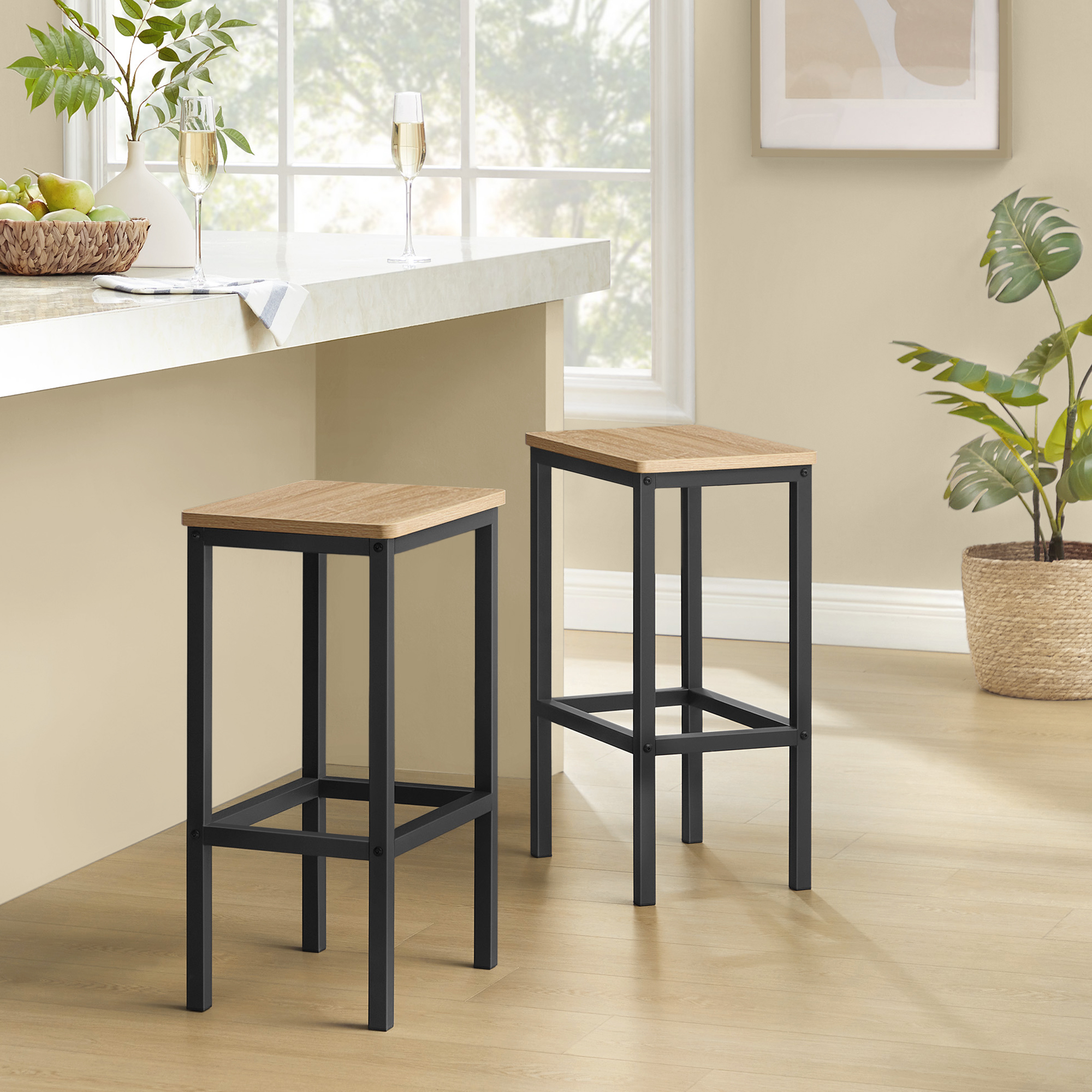 Baarituoli - Leobert - Sonoma-tammi - 40x30x65 cm - setti 2 kpl
