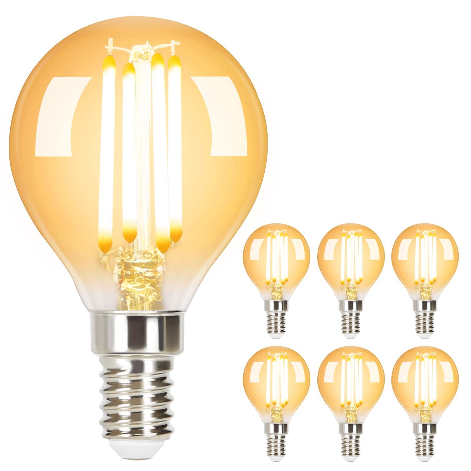 NETTLIFE 6 kpl E14 LED-lamppuja, vintage-lamppu - G45 Retro 2700K 4W lämmin valkoinen