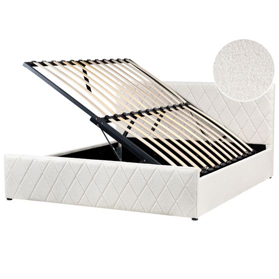 Sänky säilytystilalla buklee ROCHEFORT 180 x 200 cm Luonnonvalkoinen