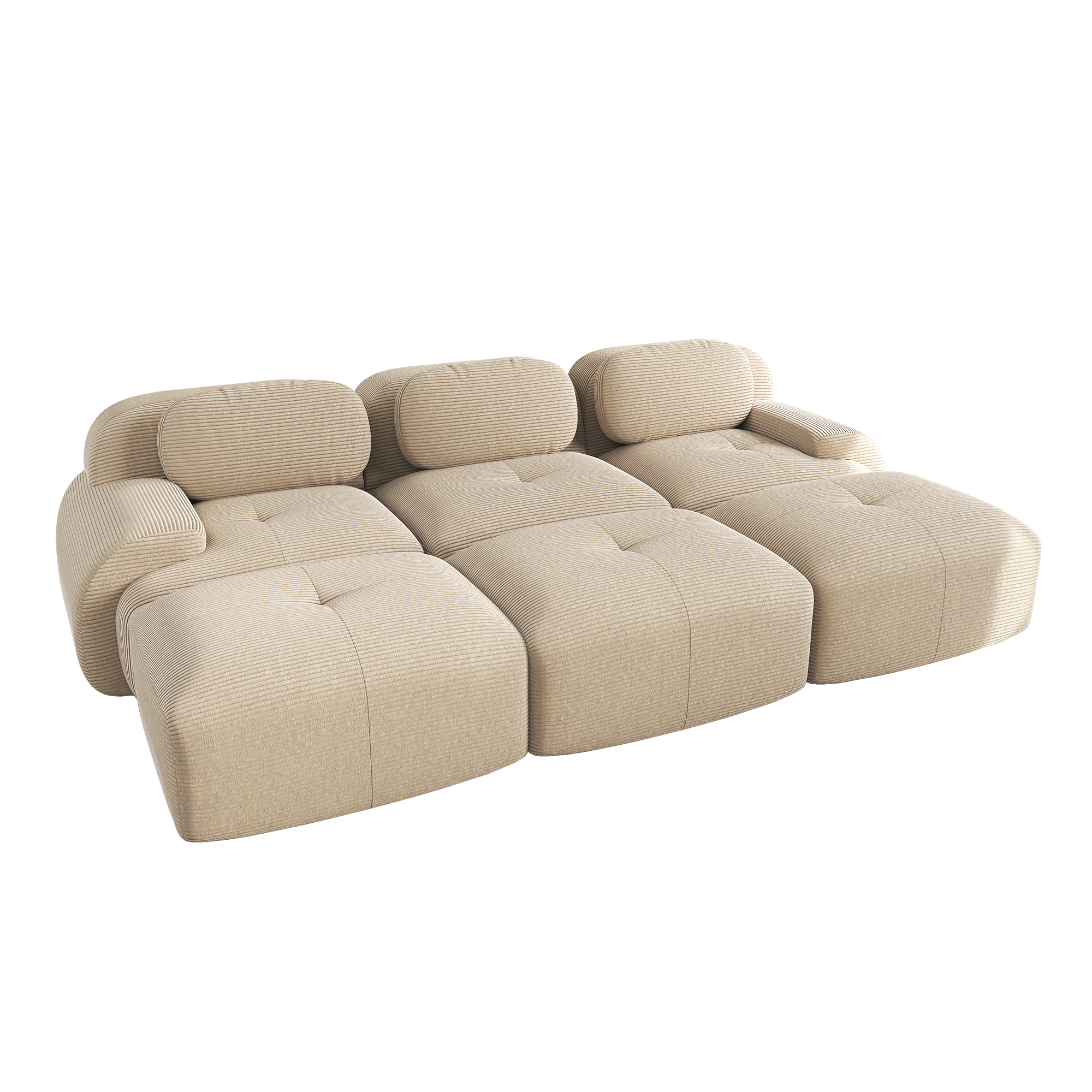 moduulisohva 3-paikkainen beige kankas moderni säädettävä