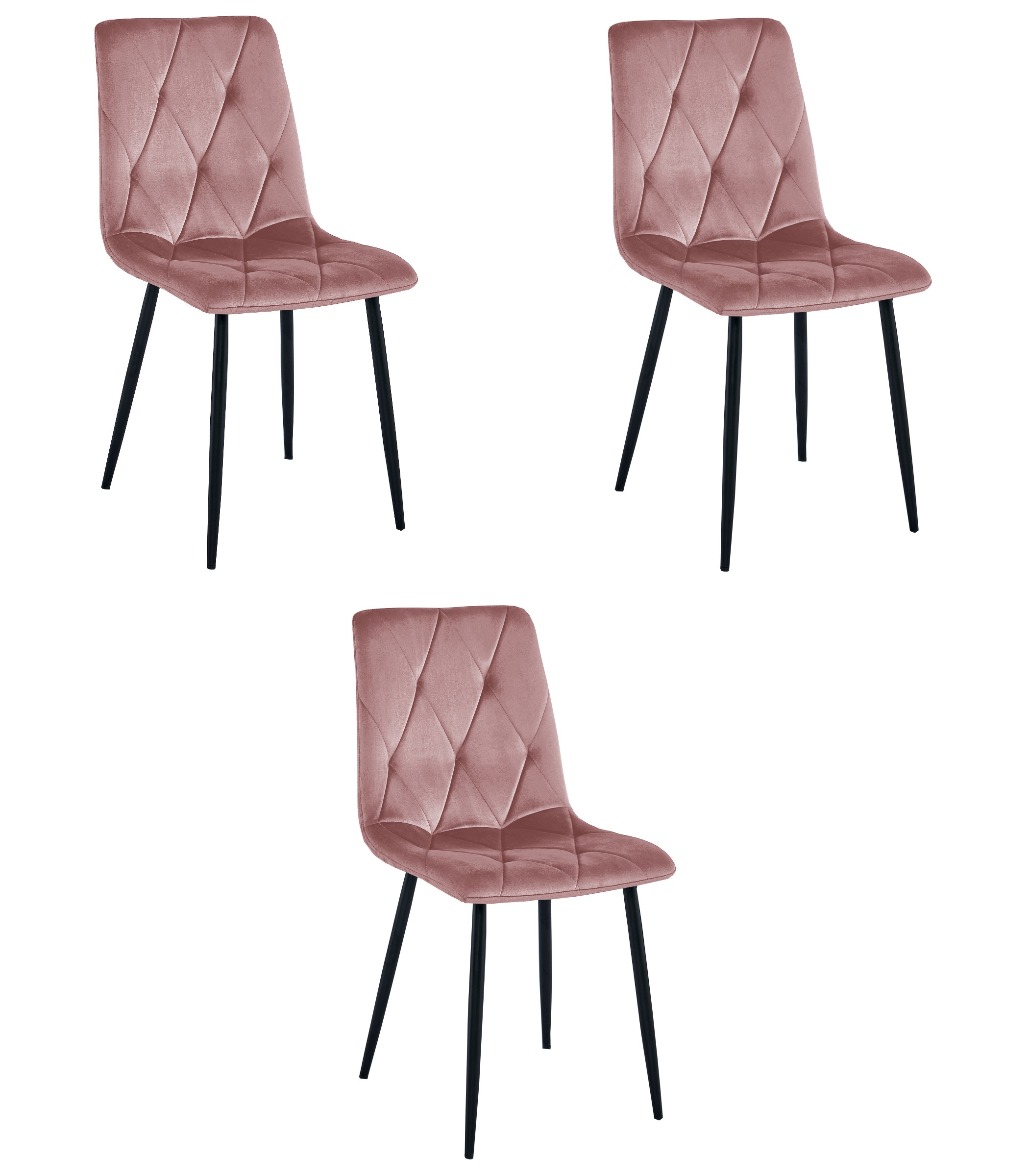 LIBRA-tuoli, vaaleanpunainen sametti, mustat jalat (3 kpl)