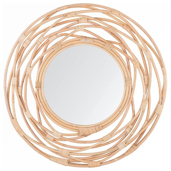 Seinäpeili BURGIS 75 cm 75 cm rottinki Luonnonväri