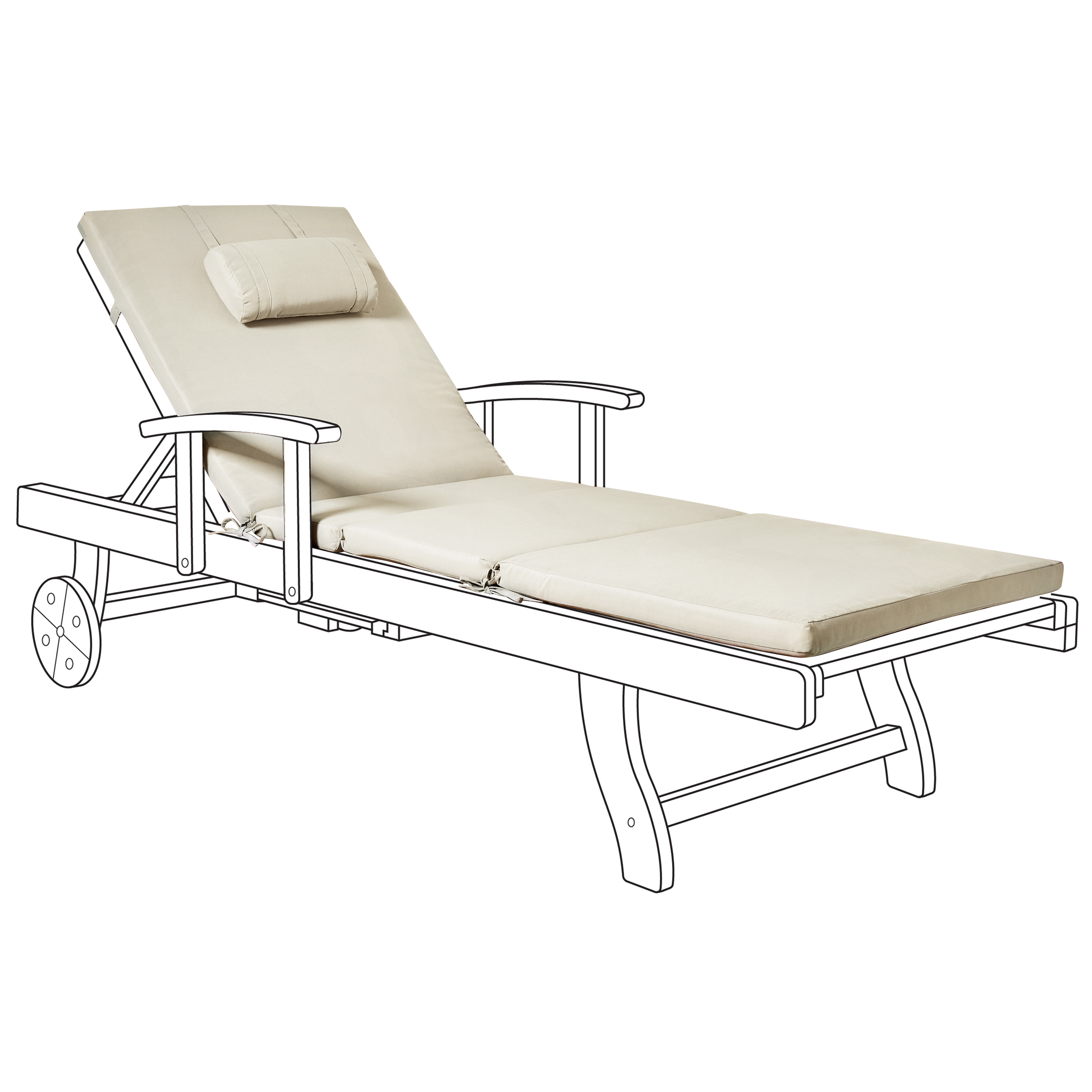 Aurinkotuolin pehmuste TOSCANA/JAVA/AMANTEA PREMIUM 189 x 58 cm Ruskeanharmaa