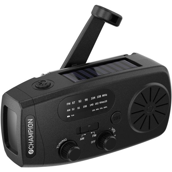 Aurinkokäyttöinen radio taskulampulla, musta