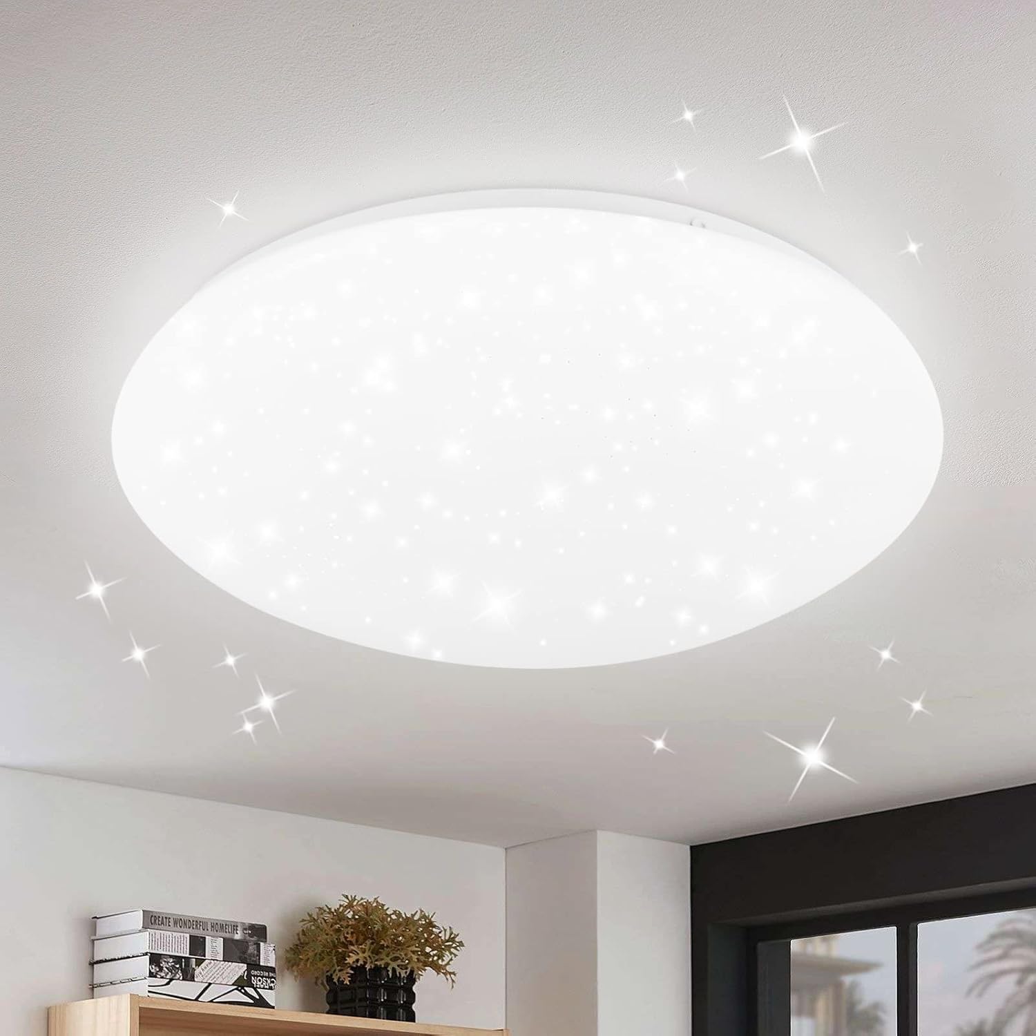 ZMH LED-kattovalaisin, Makuuhuoneen kattovalaisin, Ø30cm, Tähtitaivas-makuuhuoneen lamppu, Pyöreä keittiön lamppu, 18w