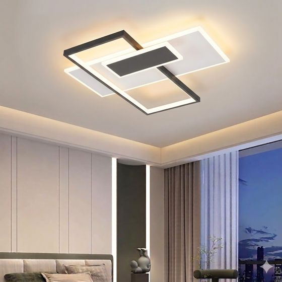 NETTLIFE LED - kattovalaisin, himmennettävä olohuoneen, lamppu 62WKahdella Kattokohdevalaisimella, musta Kaukosäätimellä, moderni, akryylidesign
