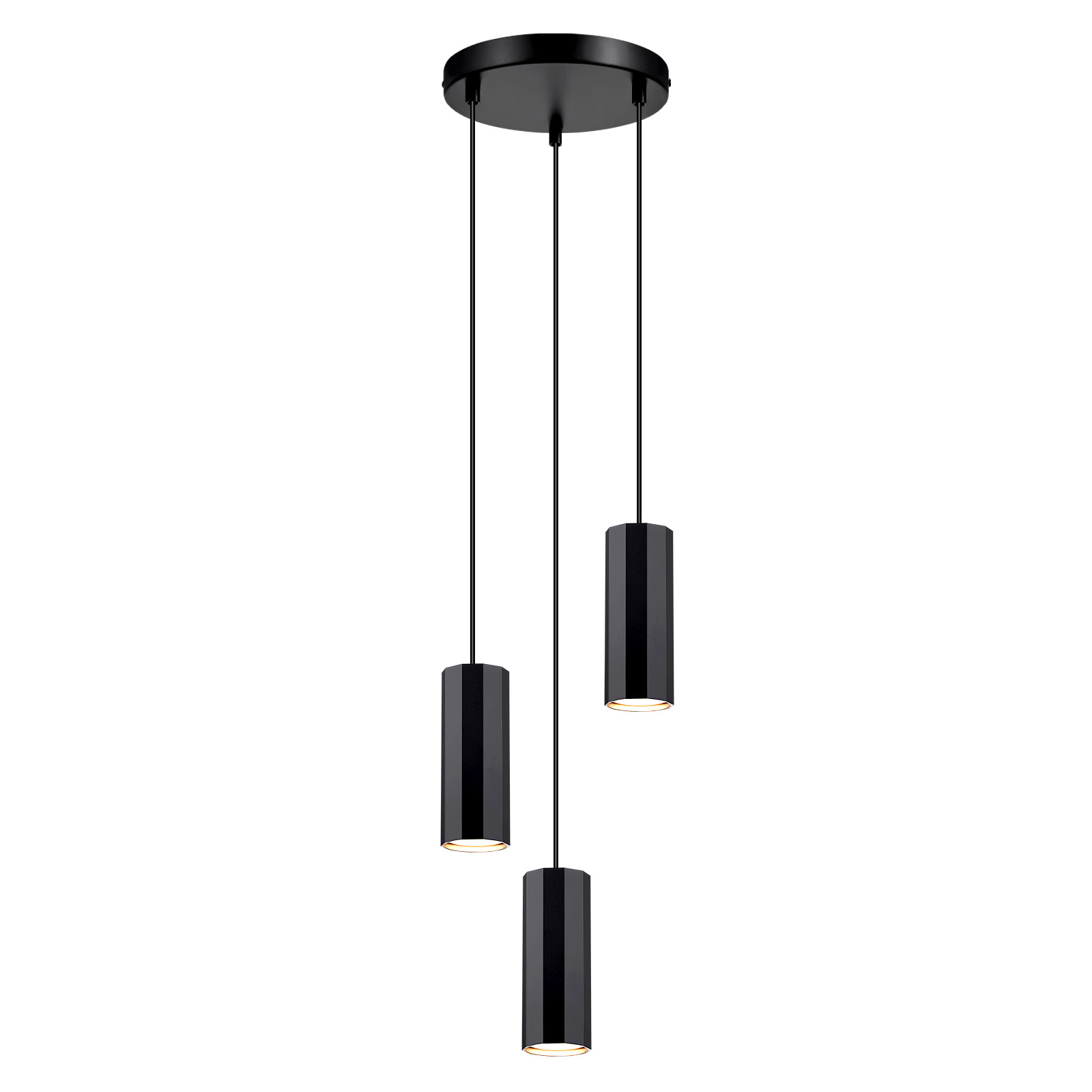 NETTLIFE Musta metallinen riippuvalaisin, halkaisija 20 cm, GU10, 3 liekkiä, ruokapöytä, olohuone, ruokailutila