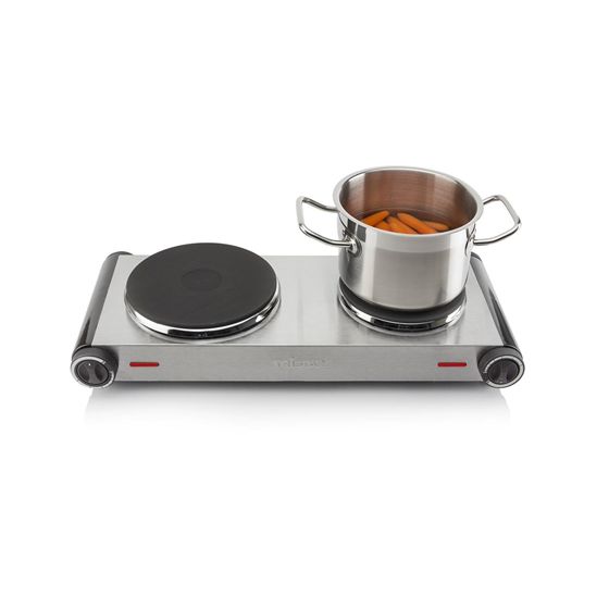 Tristar | Vapaasti seisova pöytätaso | KP-6248 | Polttimien/keittoalueiden lukumäärä: 2 | Ruostumaton teräs/musta | Sähköinen