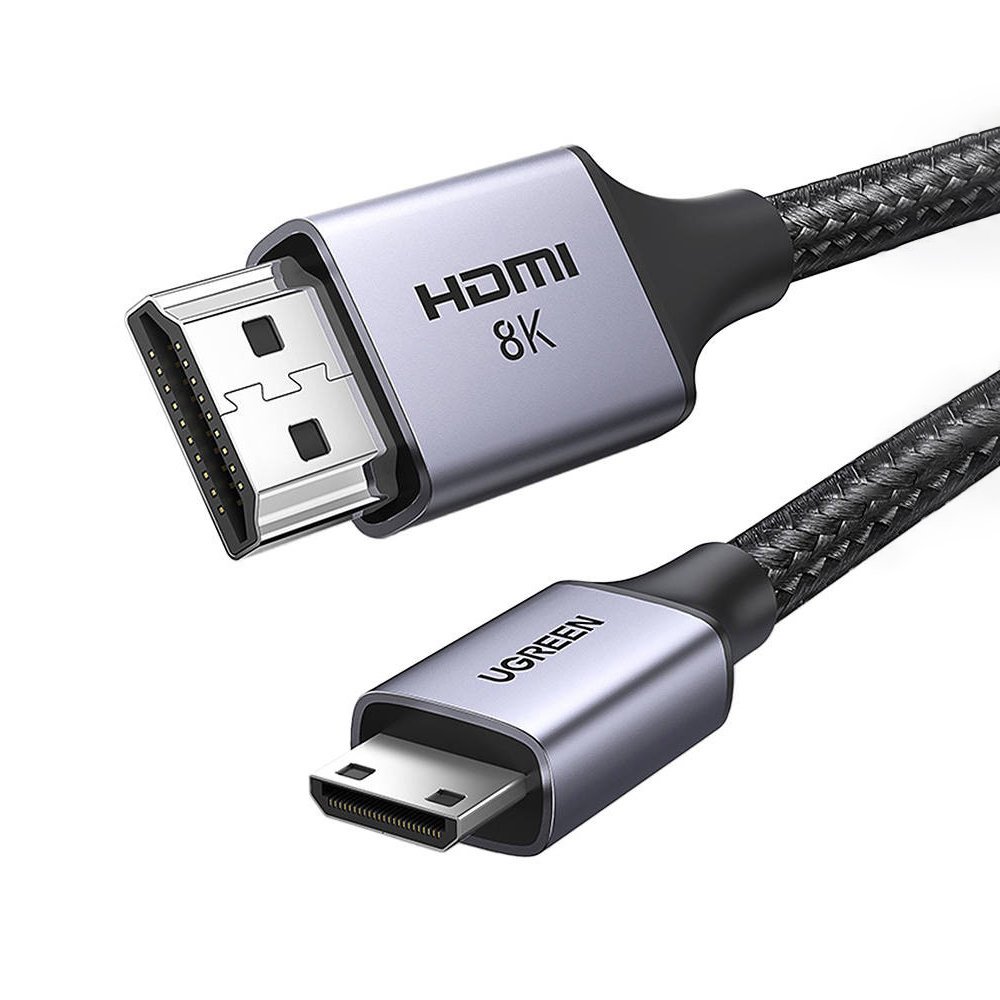 Mini HDMI - HDMI 8K -sovitinkaapeli 2m harmaa