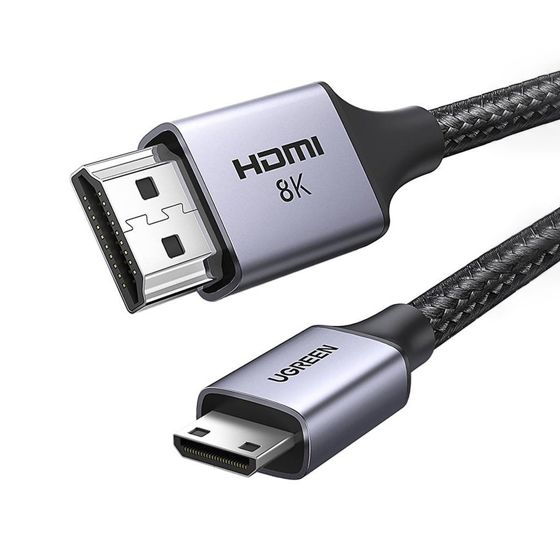 Mini HDMI - HDMI 8K -sovitinkaapeli 2m harmaa