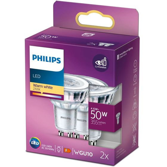 2 kpl LED GU10 Spot 50W 355lm