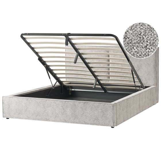Sänky säilytystilalla veluurikangas MOISSAC 180 x 200 cm Harmaa/beige