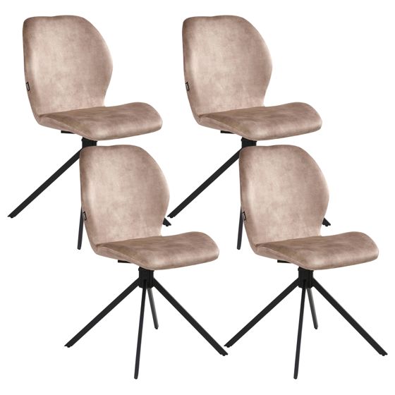 Ruokatuolisetti 4 kpl pyörivä MORRISON Sametti Beige