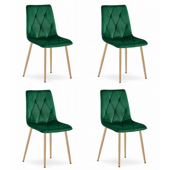 LIBRA-tuoli, tummanvihreä sametti, puunväriset jalat (4 kpl)