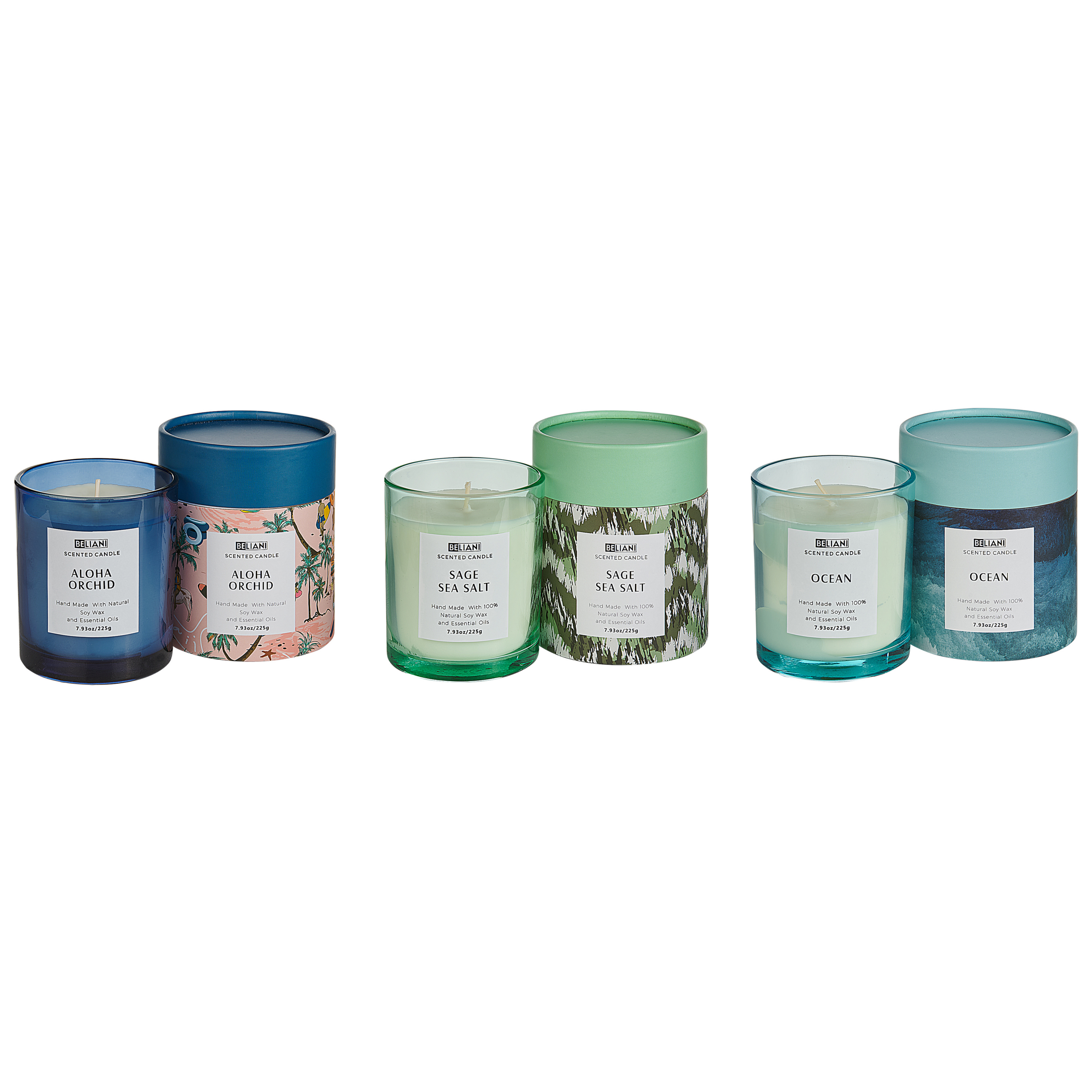 Tuoksukynttiläsetti 3 kpl COLORFUL BARREL Soijavaha Raikkaat tuoksut Kukkatuoksut