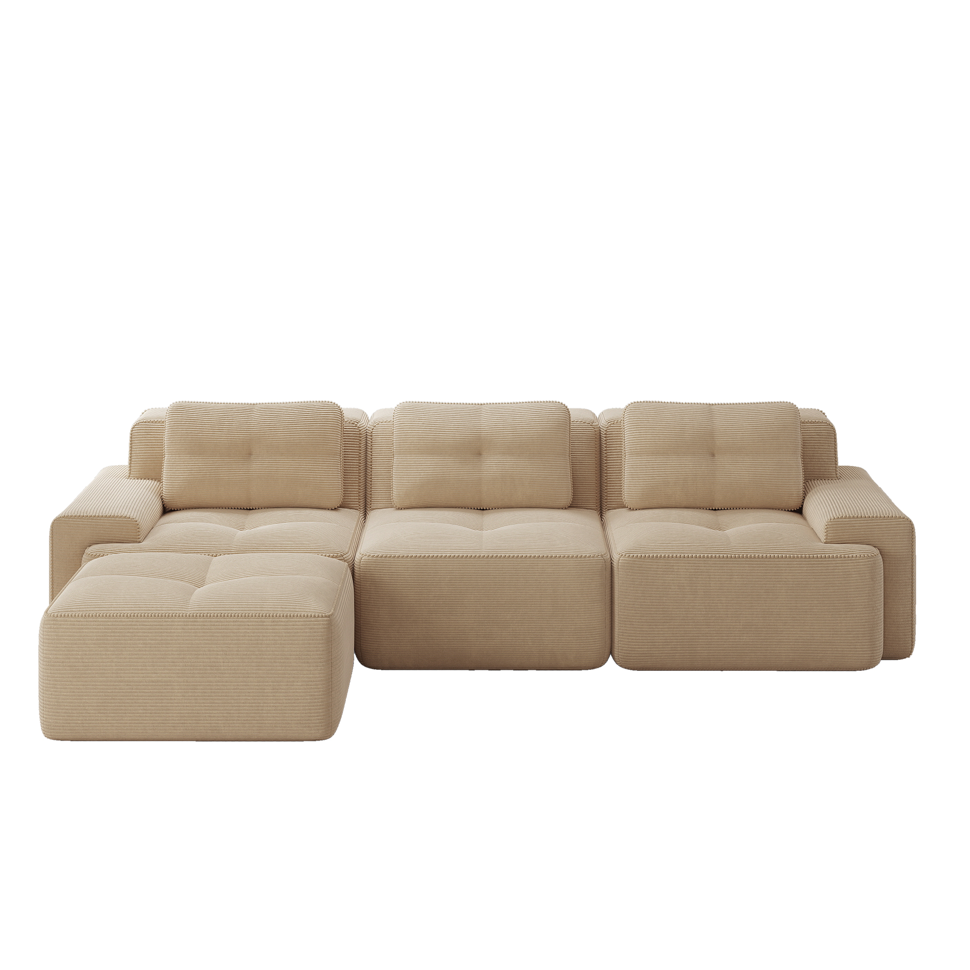 moduulisohva 3-paikkainen beige kankas moderni säilytystilalla varustettu