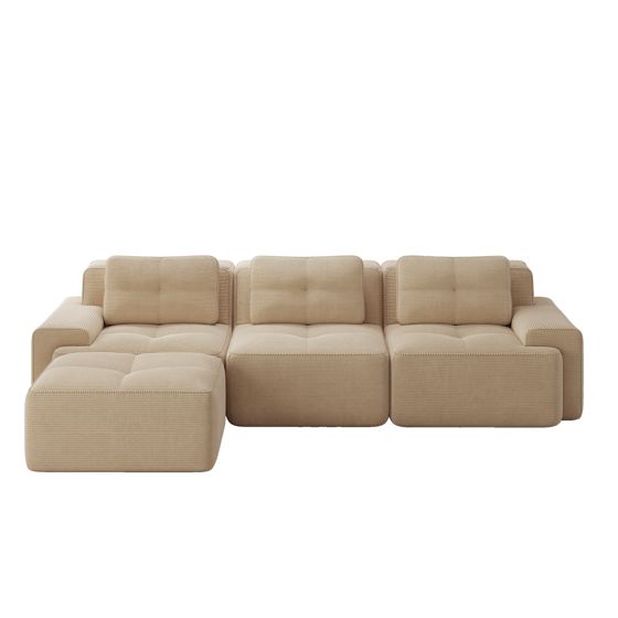 moduulisohva 3-paikkainen beige kankas moderni säilytystilalla varustettu