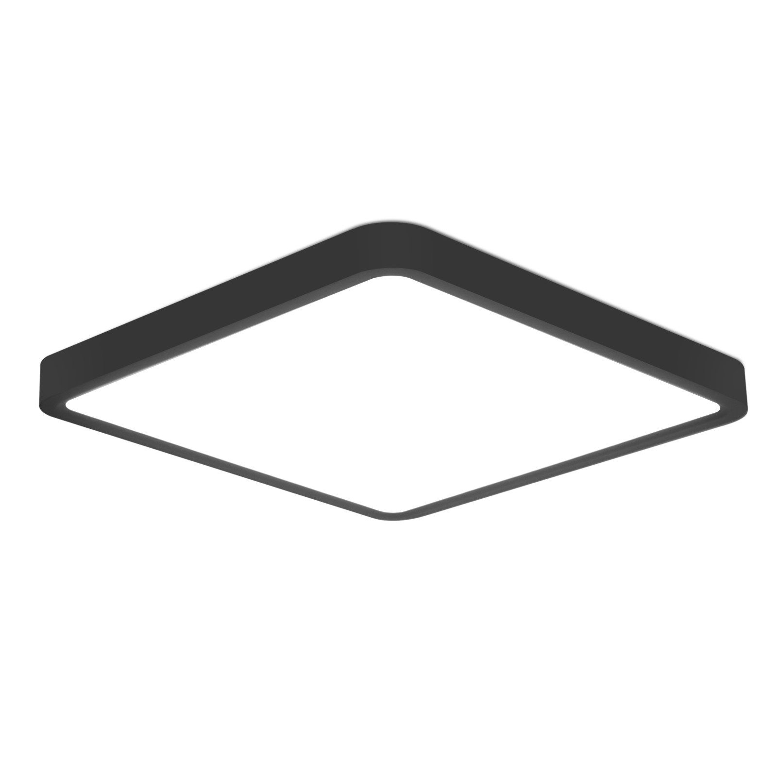 NETTLIFE litteä, LED-kattovalaisin, 23CM, 6500K, 18W, neliönmuotoinen, makuuhuone, musta, LED integroitu, pysyvästi