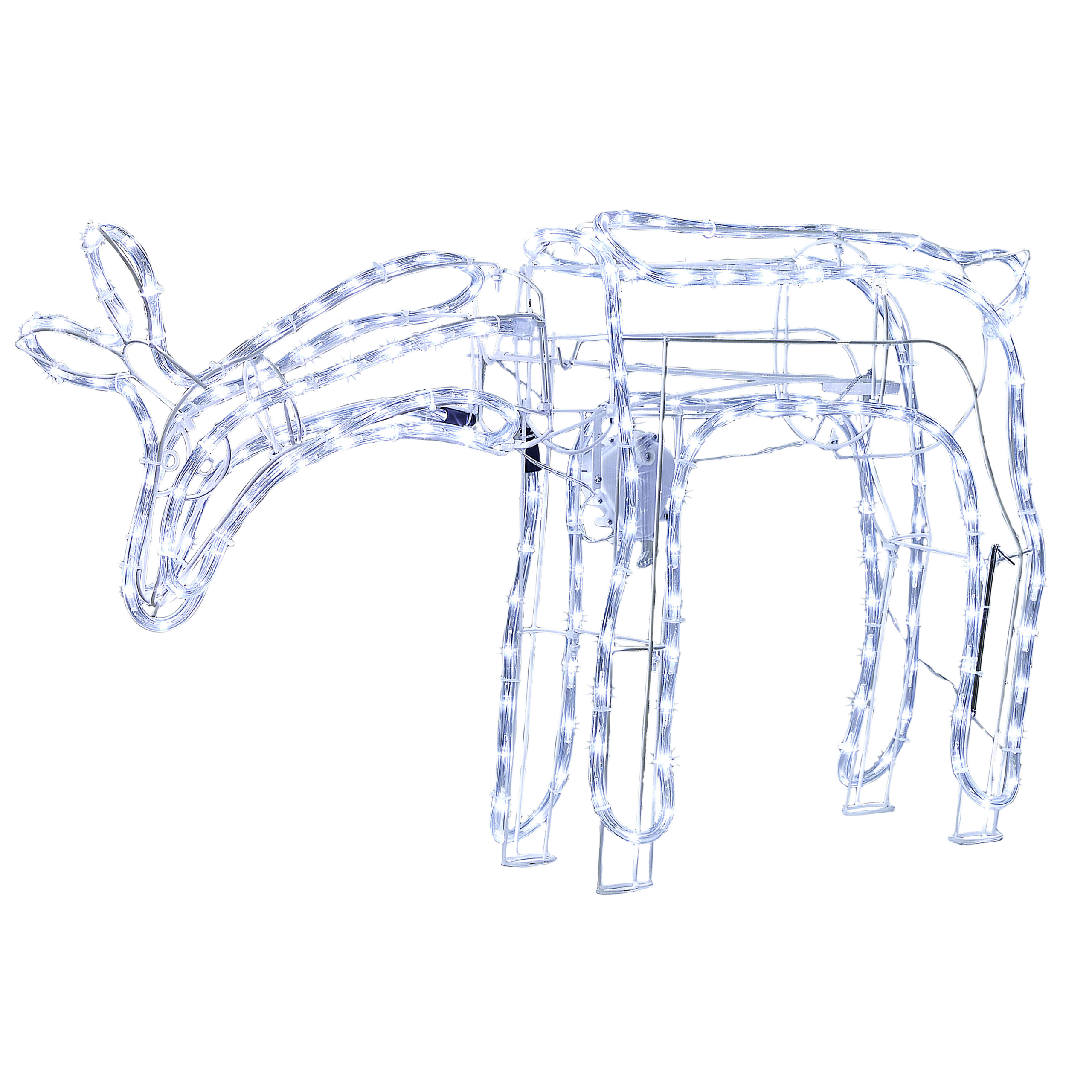 Ulkokoriste LED-valo KRISTNES Liikkuva metsäkauris 53 cm Valkoinen