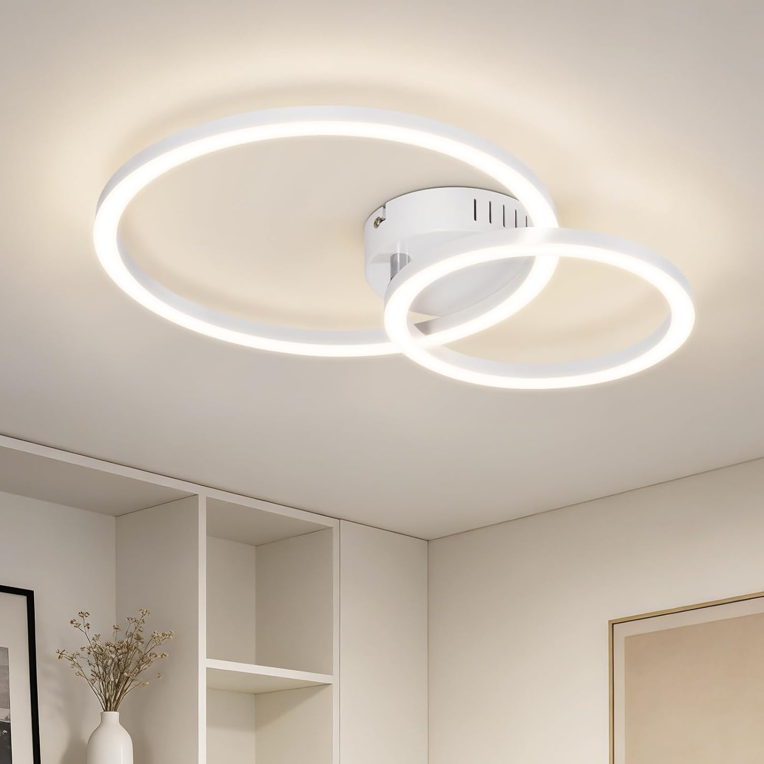 ZMH LED-kattovalaisin olohuoneeseen 4000k 23w moderni kattovalaisin 40cm 2 rengasta keittiön eteiseen