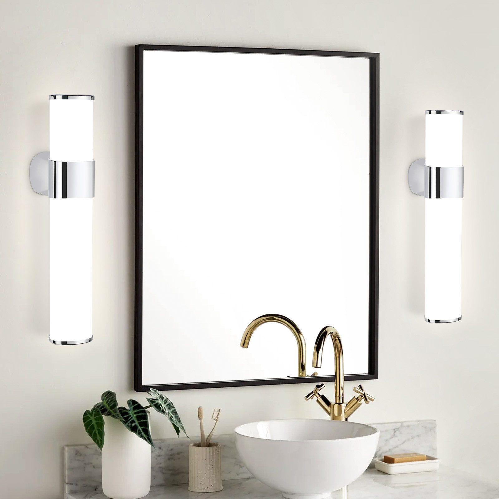 NETTLIFE LED - kylpyhuoneen, seinävalaisin, 2Kpl:n, setti, LED - kylpyhuoneen, peilivalaisin - moderni Kromi 6W, 30CM vedenpitävä, IP44 4000K
