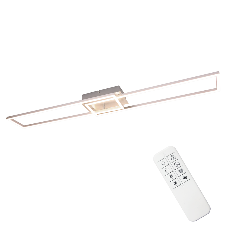 NETTLIFE LED-kattovalaisin, makuuhuoneeseen - 2Kehystä makuuhuonevalaisin, 102cm, moderni himmennettäväKaukosäätimellä hopeinenKattovalaisin 36 W