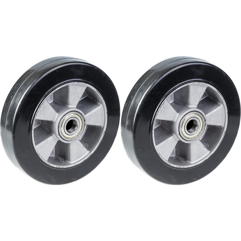 200 mm:n (8 tuuman) pyörä, musta kumi ja alumiininen keskiosa, kantavuus 900 kg, 2 kpl:n sarja