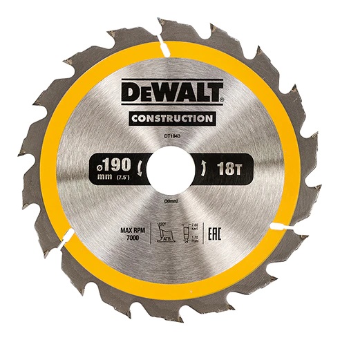 DeWalt Construction -Pyörösahanterä 190x30 mm, 18 hammasta