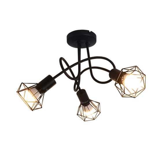 NETTLIFE LED - kattospottivalaisin, 3 lamppua, musta, vintage - tyylinen, säädettävä, 350°, teollisuuskäyttöön, E14