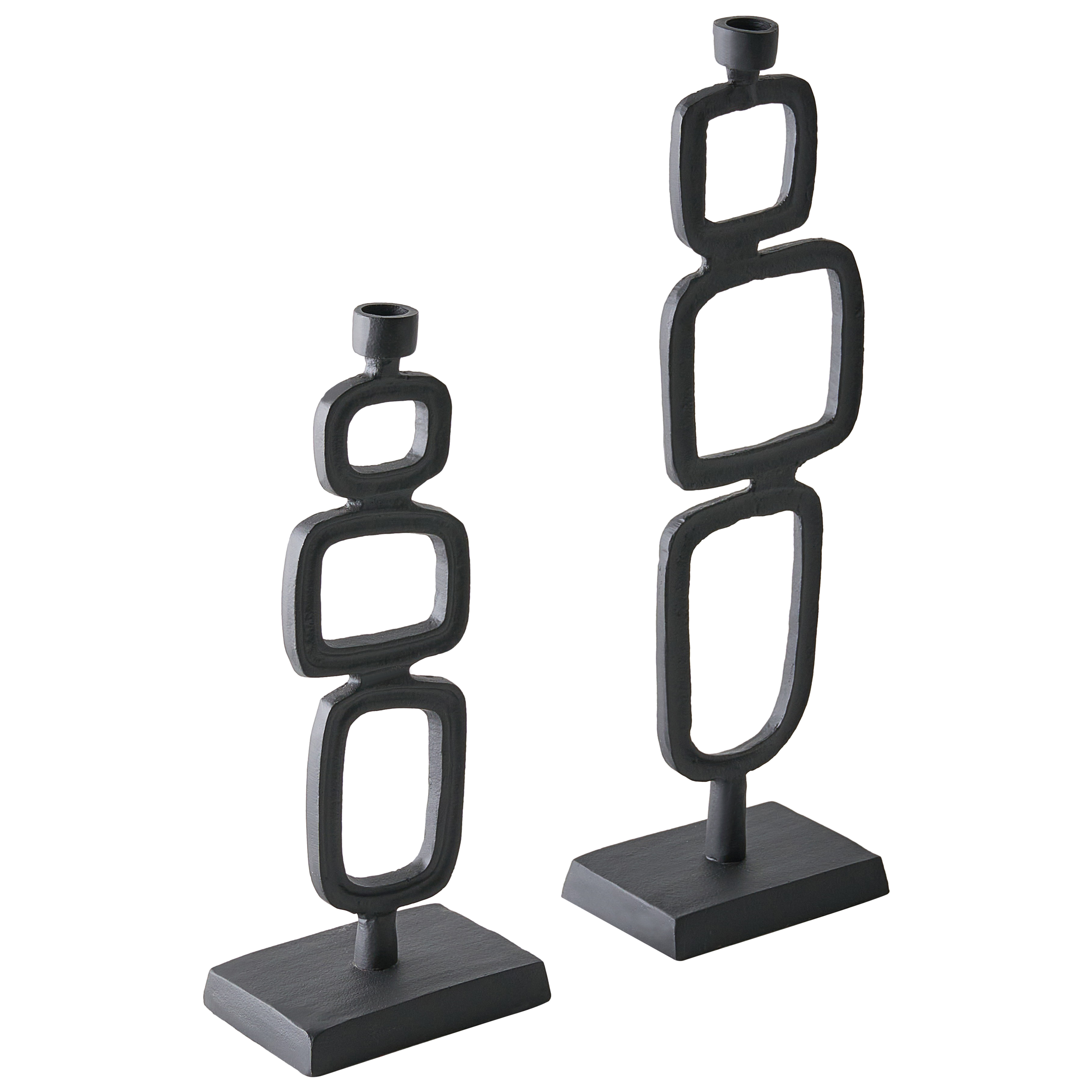 Kynttilänjalkasetti 2 kpl SIPANJE 35/48 cm Metalli Musta